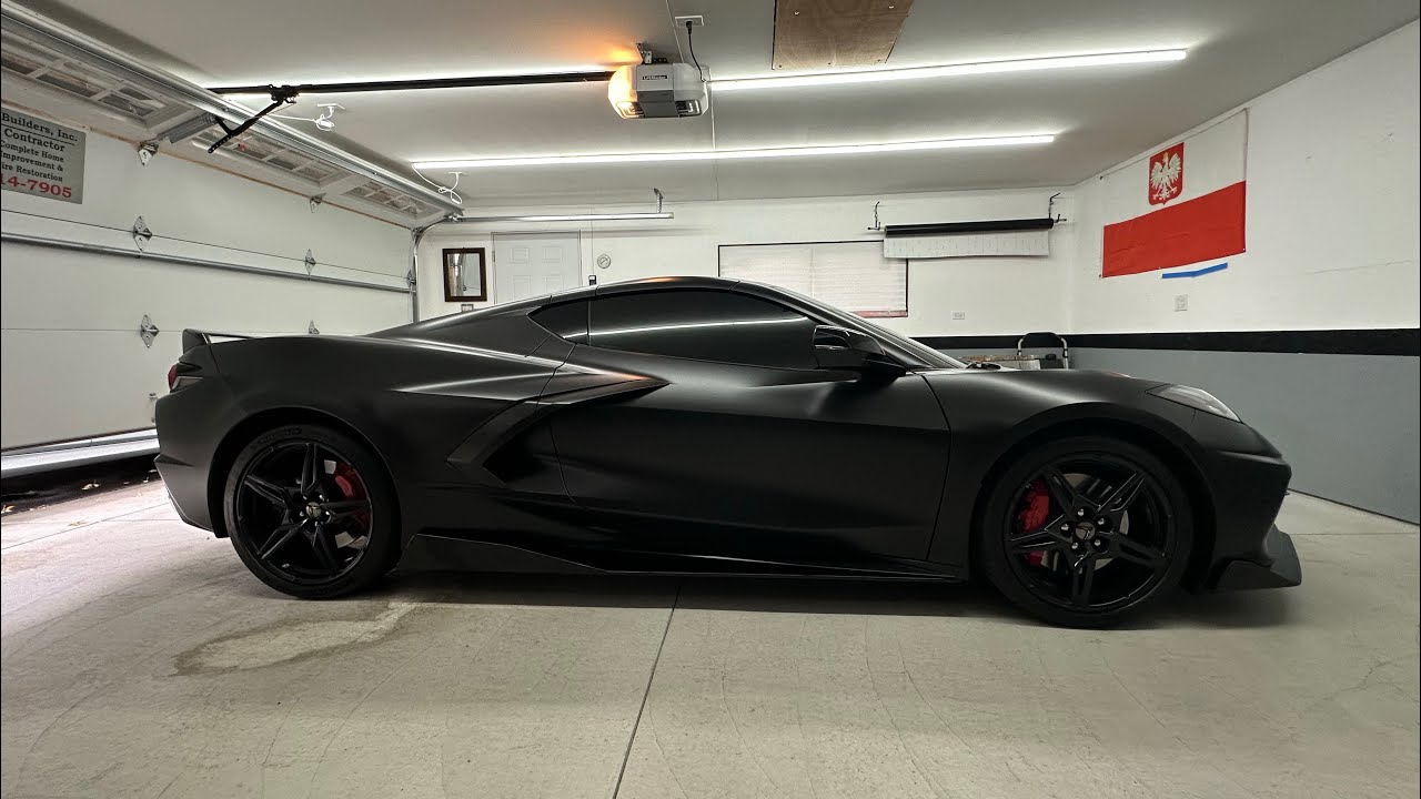 BATMOBILE?! 😈 Wrapping a C8 Corvette in Satin Black!!