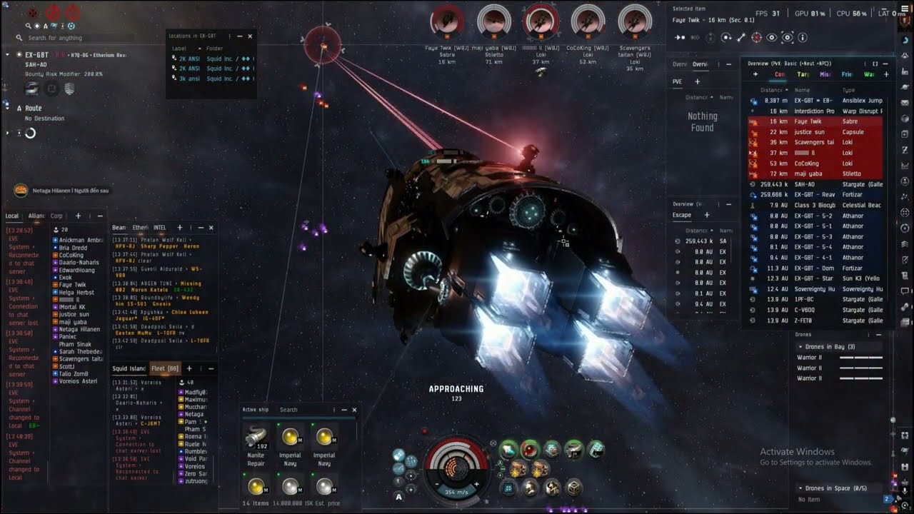 ANI đâm thẳng, khóa và thục | Eve Online | Squid Inc.