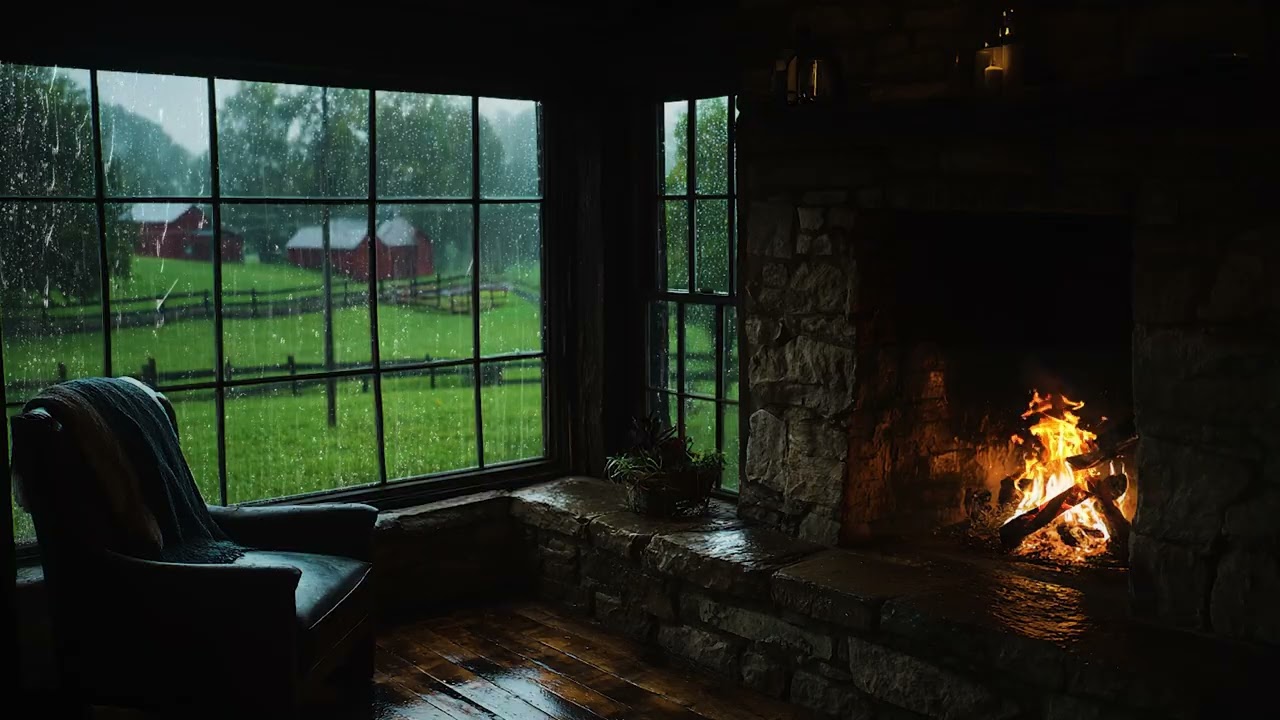 Midnight Rain in a Forest Cabin 🌧️ Calm Night Ambience for Sleep
