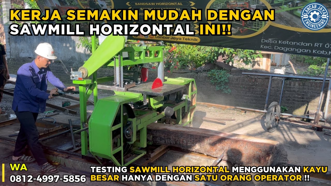Uji Performa Sawmill Kayu Horizontal!! Gergaji Kayu Lebih Cepat dan Hasil Presisi