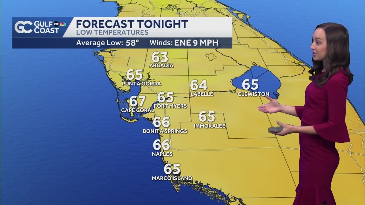 Warm and muggy Tuesday night with spotty coastal showers for Southwest Florida