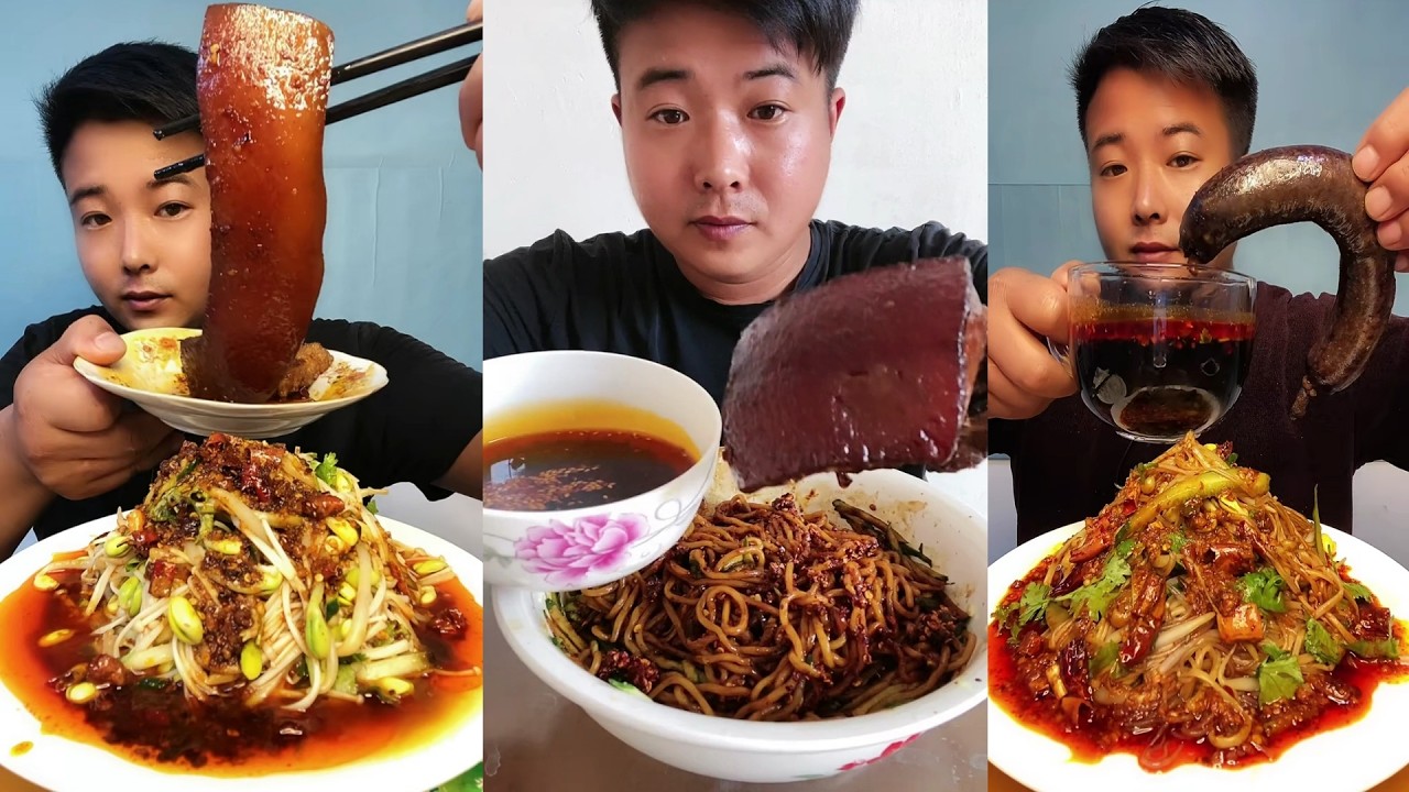 ASMR MUKBANG | SPICY BRAISED PORK BELLY |  EATING SHOW | EATING SHOW | Eat Beef Ribs #food #334