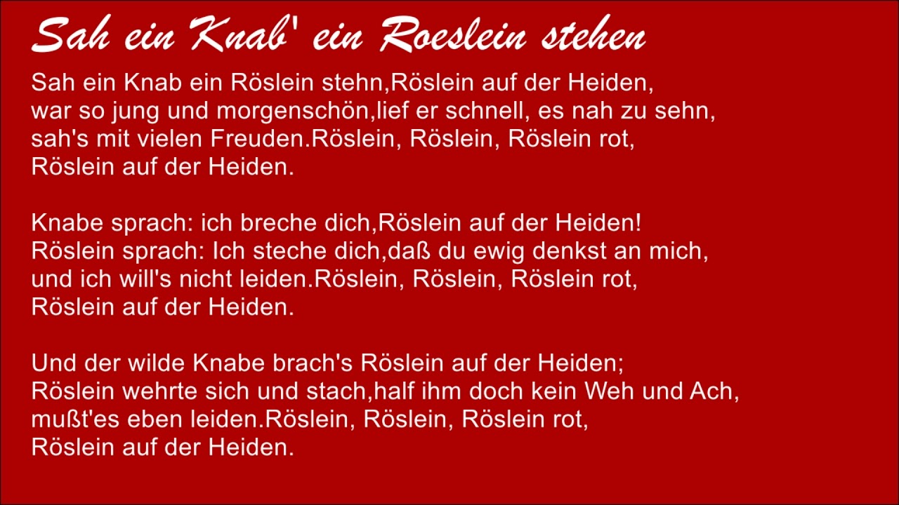 Sah ein Knab' ein Roeslein stehen (trad. Volkslied / mit Text)