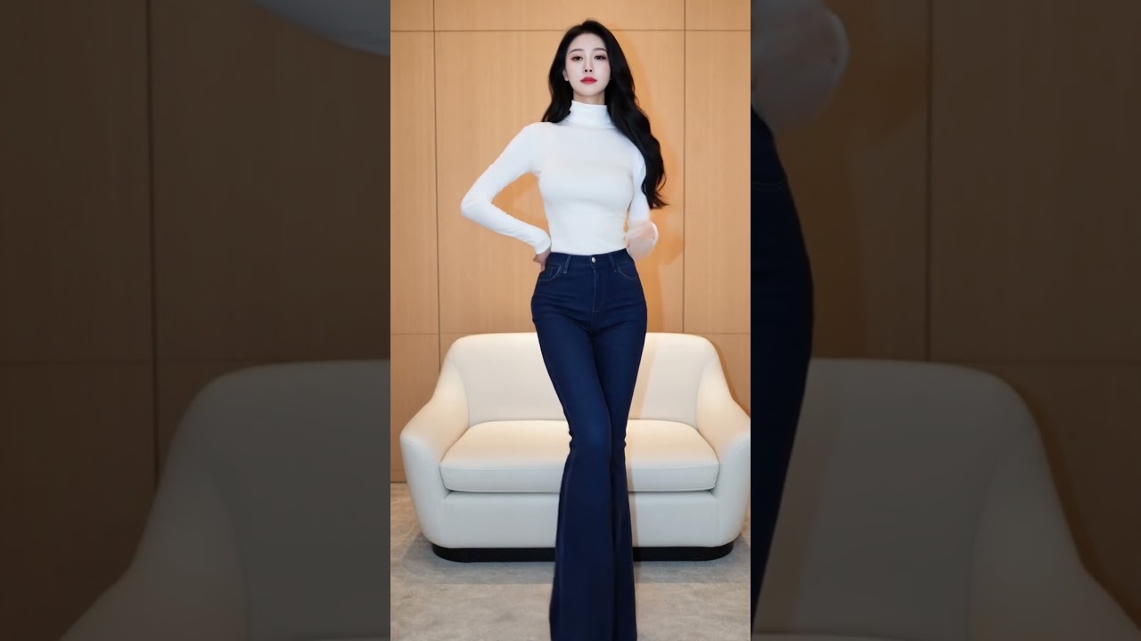 Korea 7080s retro bell-bottom pants look #music #retro #bottompants  #heart #dance #koreanretro