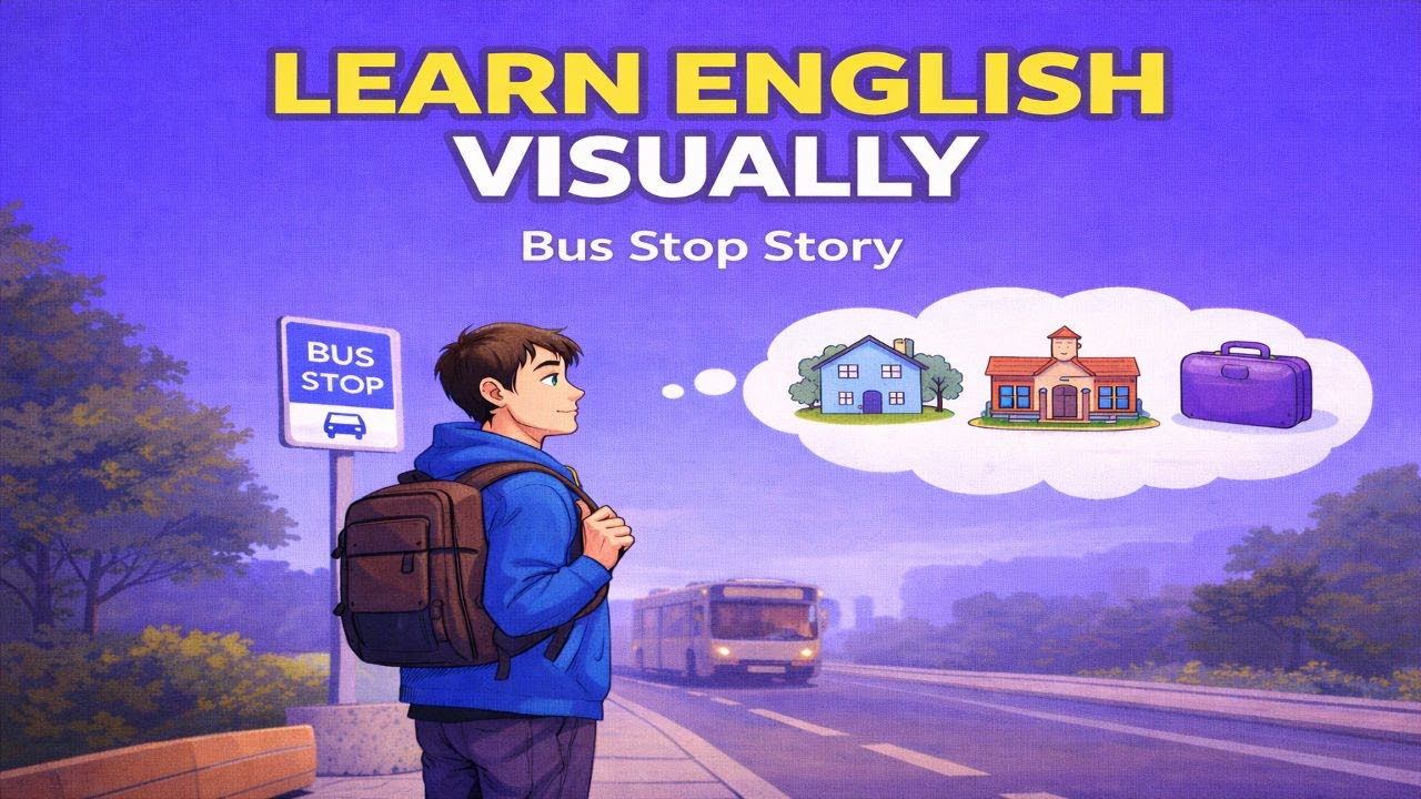 Learn English Visually | Bus Stop Story for Beginners