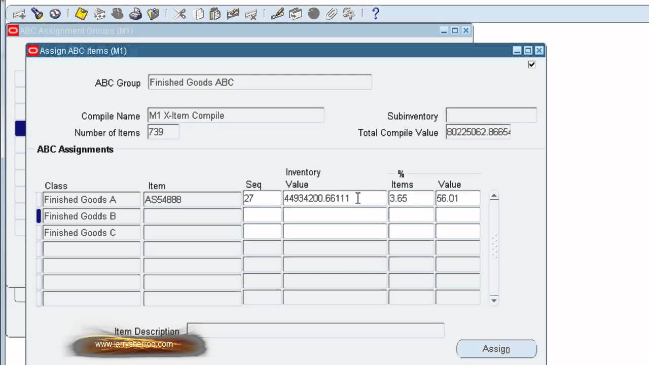 INV ABC Assignment Groups, Oracle Applications Training