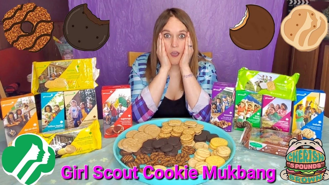 EVERY FLAVOR OF GIRL SCOUT COOKIE MUKBANG!! FEATURING THE NEW RASPBERRY RALLY!!