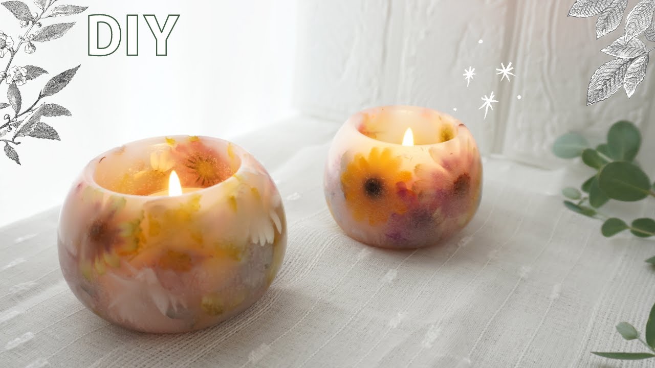 🕯【candle】ボタニカルキャンドルホルダー作り/How to make a botanical candle holder