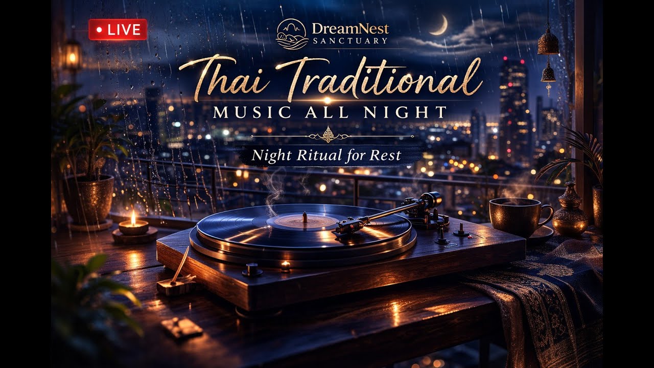 Thai Traditional • Solo Thai Strings + Rain Sounds | Night Ritual for Rest (LIVE)