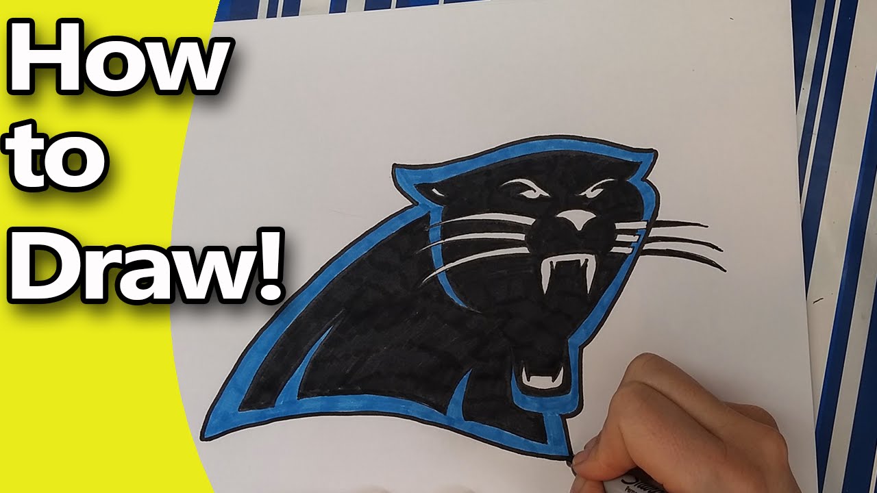 How to Draw the Carolina Panthers Logo Step by Step by Hand - Pencil Drawing