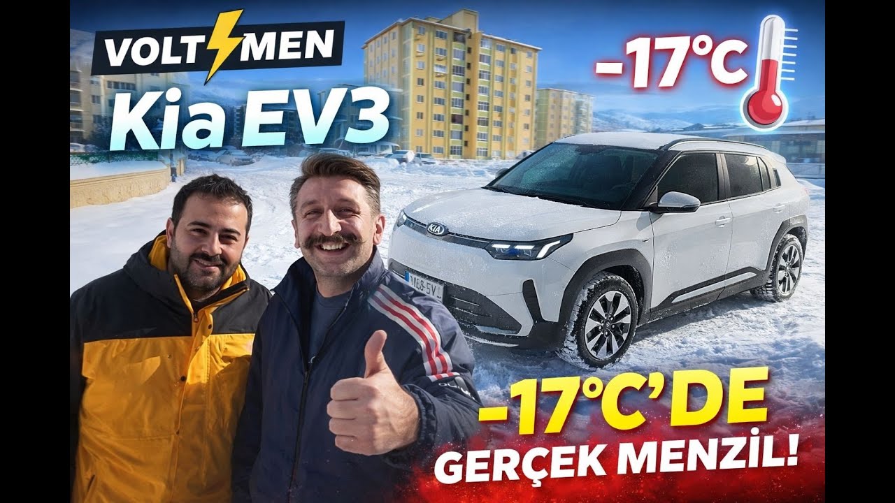 Kia EV3 &ndash;17&deg;C Soğuk Hava Uzun Yol Menzil Testi ❄️T&uuml;rkiye&rsquo;de İlk Bu Soğukta Ka&ccedil; KM Gitti?