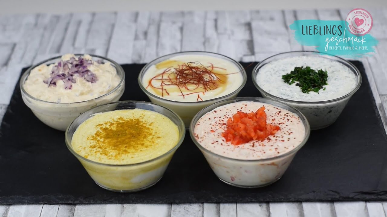 1 Rezept 5 Varianten schnelle Dipps Soßen für Raclette oder Fondue /von Lieblingsgeschmack