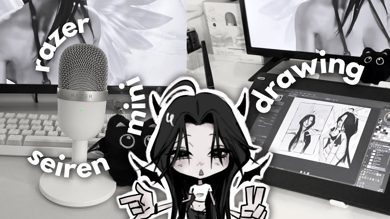 unboxing new mic + draw with me ♡ | Razer Seiren Mini unboxing, drawing, infinity nikki, cozy gaming