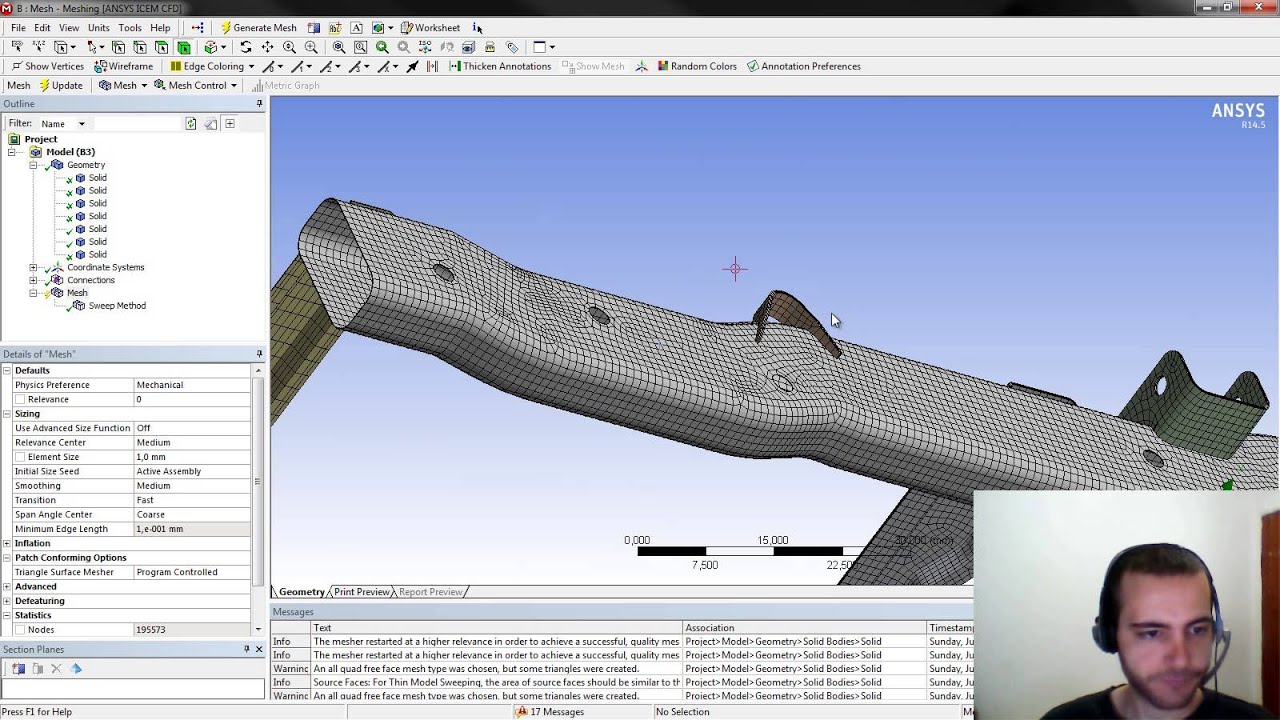 Tutorial Ansys - 018 - Criando e editando malha  -  Parte 1