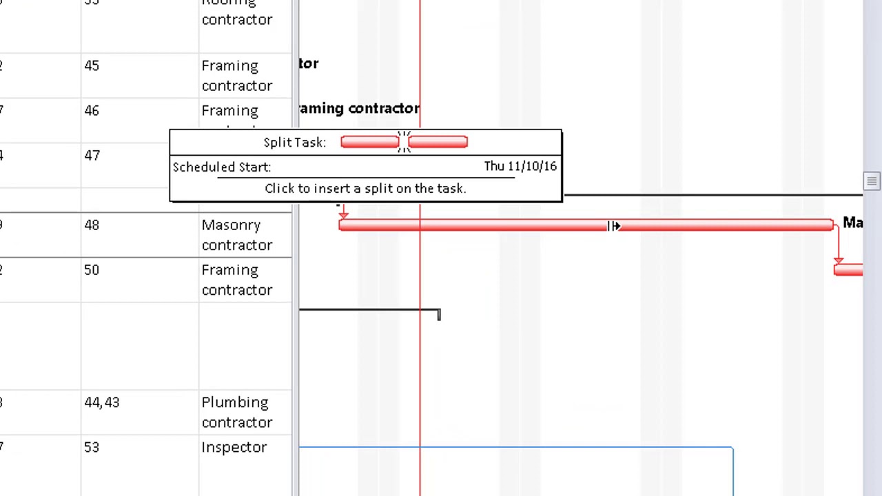 How to Split Tasks in Mcrosoft Project