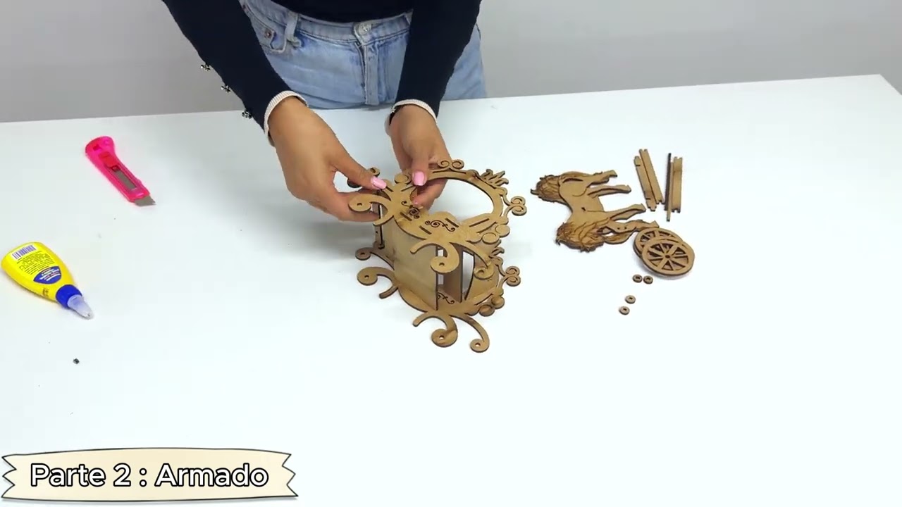 CENTRO DE MESA CARRETA CON CABALLO MDF CORTE LASER | RB93 MANUAL DE ARMADO