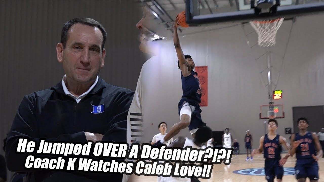 Coach K Watches Caleb Love JUMP OVER Defender On CRAZY POSTER!! EYBL Session 1 Highlights
