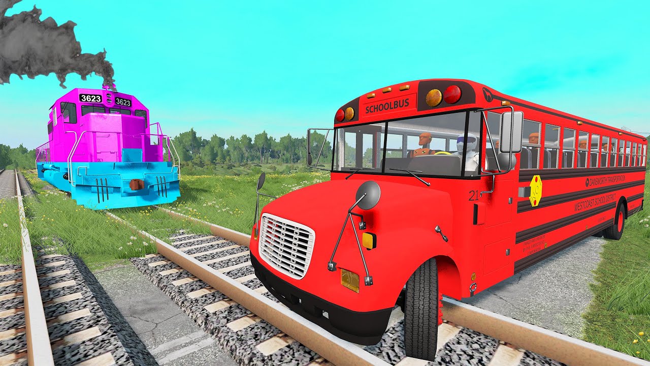 Flatbed Trailer Tractor Truck Rescue - Lava Crosses Railroad vs Man Crying Train - BeamNG.Drive