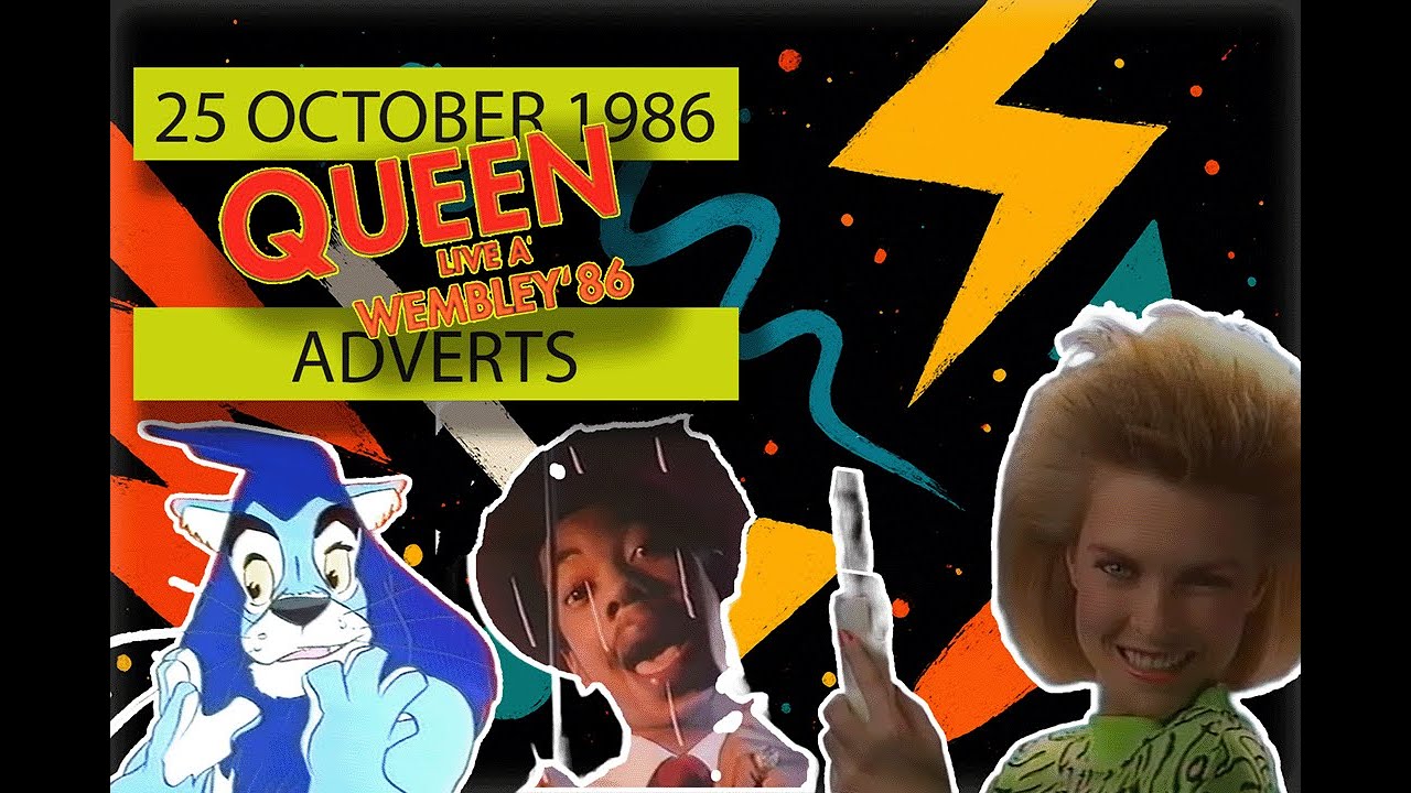25 October 1986 ITV Advert Break - Queen Live at Wembley - 80s Commercial Compilation [2K/50p]