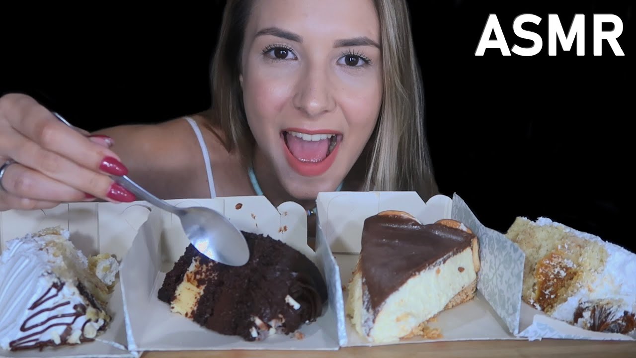 ASMR PROVANDO VÁRIOS BOLOS DIFERENTES 🍰