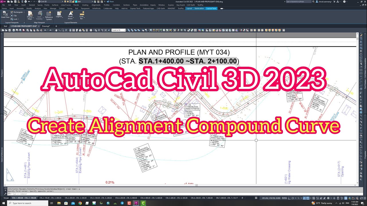 Create Alignment Compound Curve|AutoCad C3D 2023