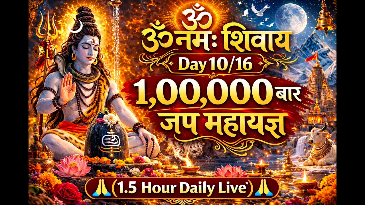🔴 LIVE | ॐ नमः शिवाय | Day 10/16 | 1,00,000 Baar Jaap Mahayagya🙏(1.5 Hour Daily Live)#LiveShivBhajan