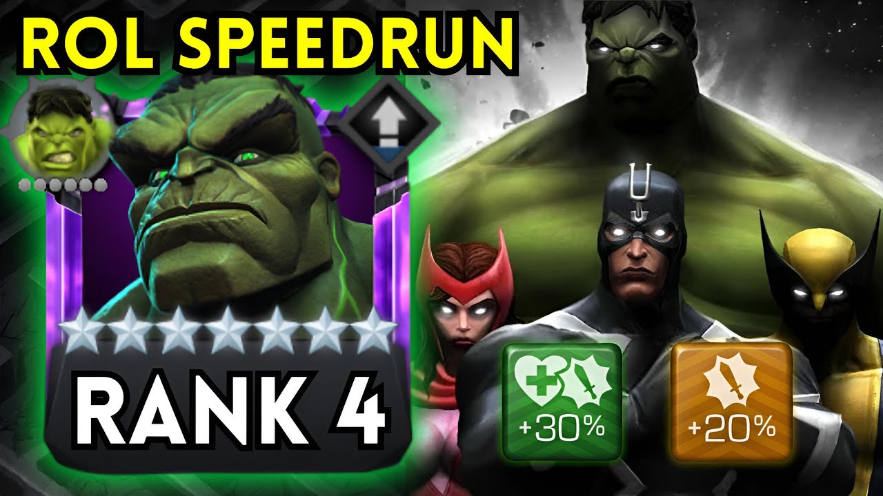 Rank 4 Max Boosted IMMORTAL HULK ROL Speed Run! Unreal Damage! - MCOC