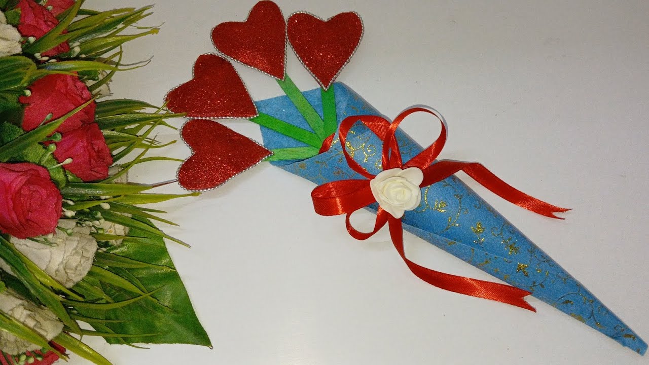 Unique&Very Easy Valentines day Special Gift Making Ideas At Home👌Glitter Sheet Bouquet