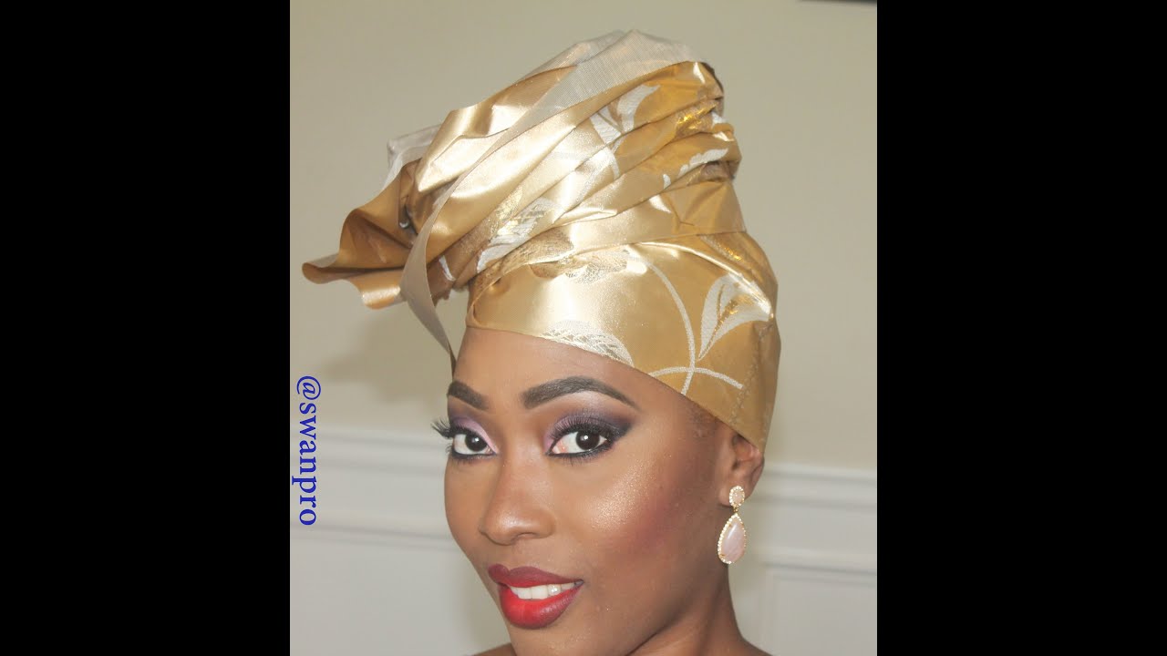 African Wedding Ascort Gele Take aA Bow Gele And Makeup
