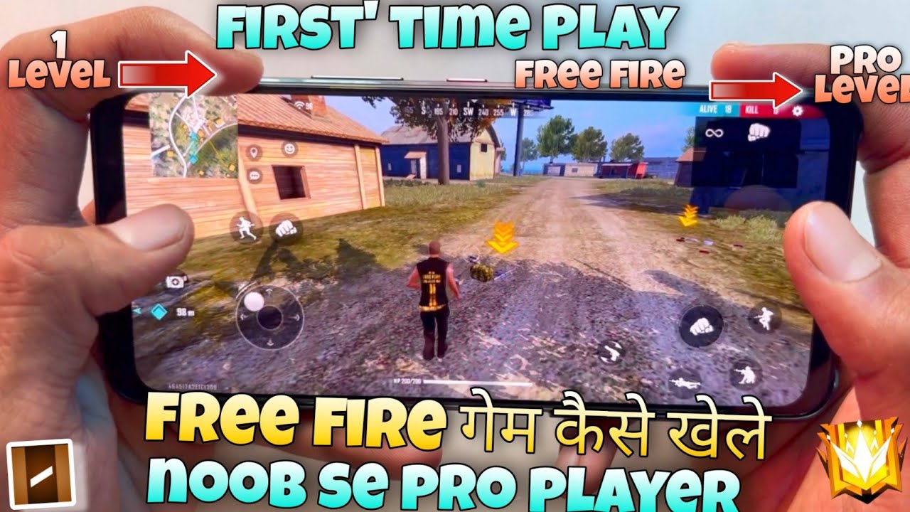 first time play free fire kaise khelte hai or noob se pro player kaise bane full explain handcam tu.