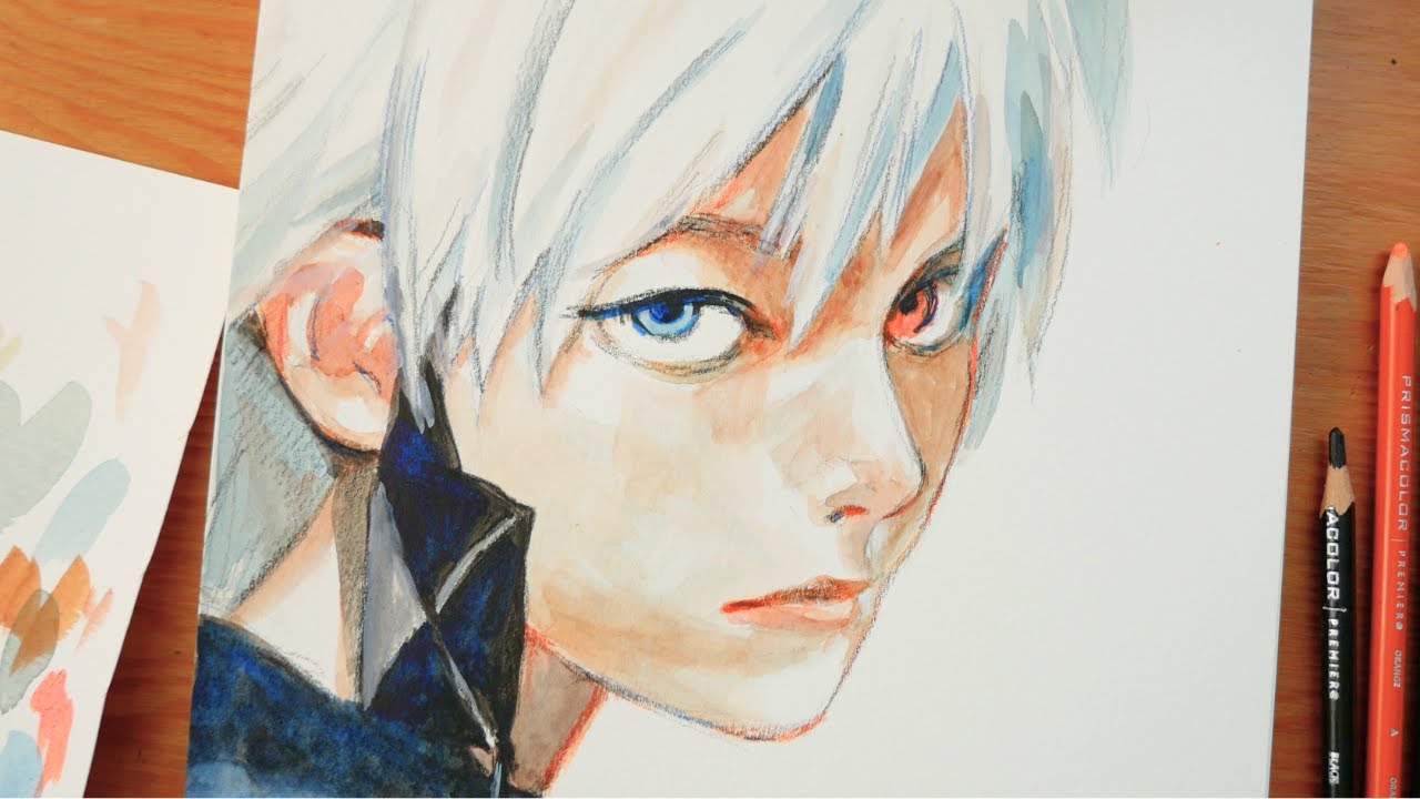 How to Draw Ken Kaneki in Watercolor / Tokyo Ghoul