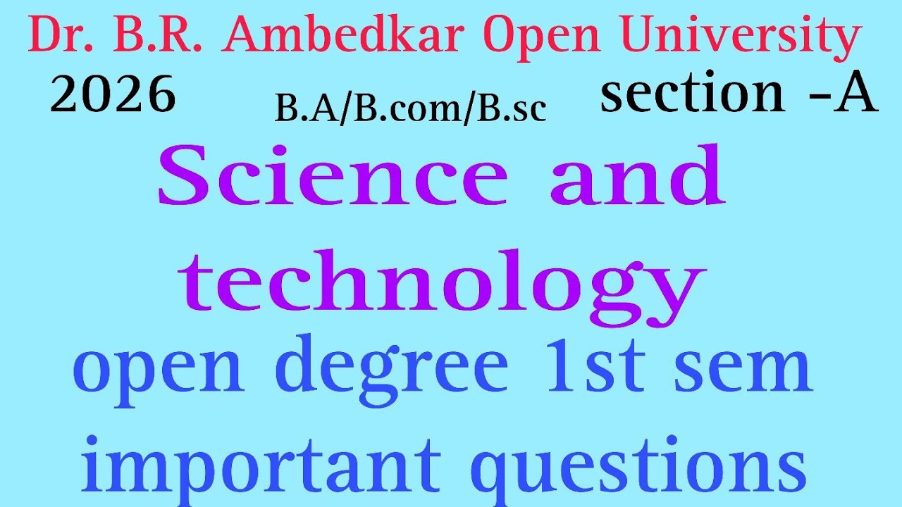 Braou open degree 1st sem science & technology important questions #braou 