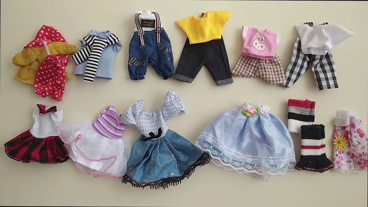 Unboxing: cheap clothes for small dolls bjd 1/12  16 cm - from China - review and fitting on dolls