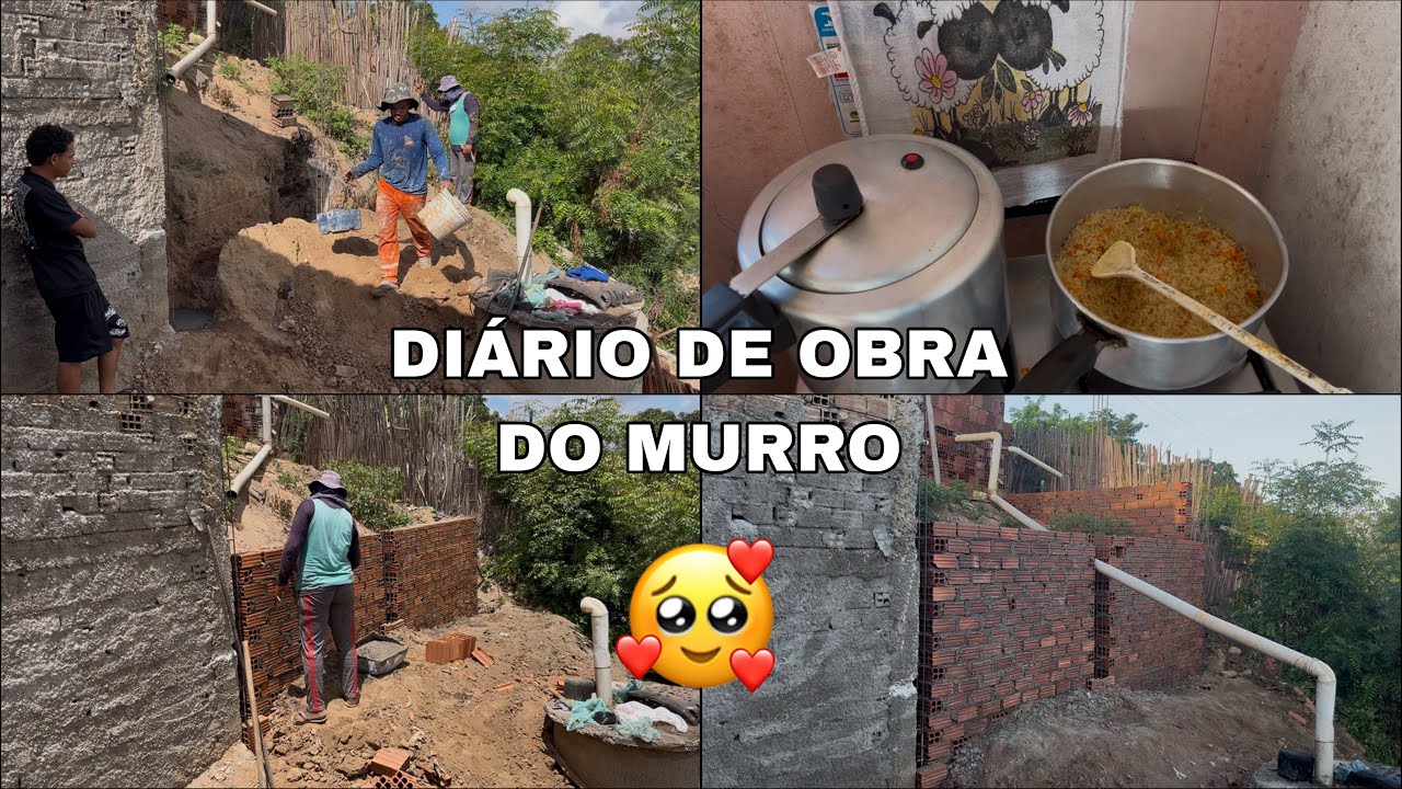 🌸DIÁRIO DE OBRA🚧A PAREDE DO MURRO JÁ FOI PUXADA💖