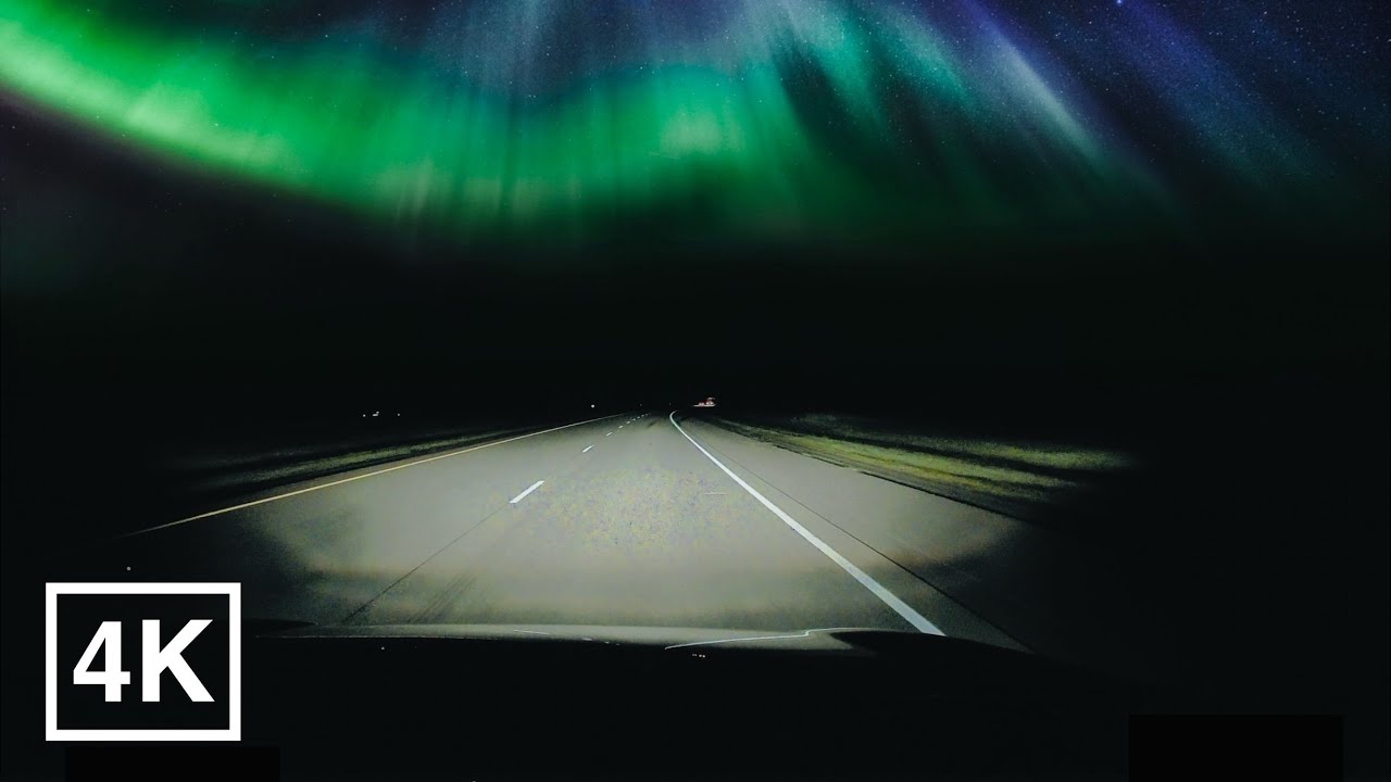 Montreal to Ottawa Night Drive 🌌 | 2 Hour 4K ASMR drive with Northern Lights 🇨🇦