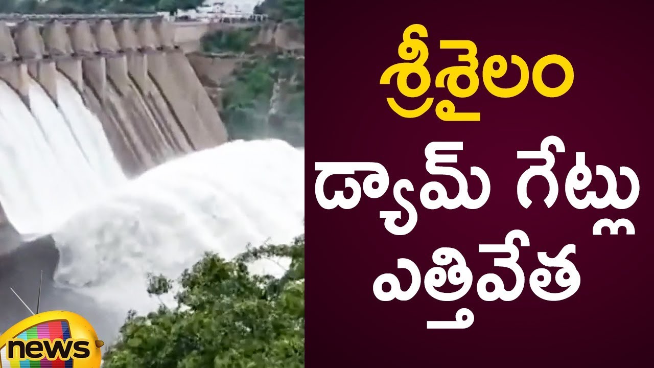 Srisailam Dam Superb View With Heavy Inflow Of Flood Water When Gates Opened | Mango News