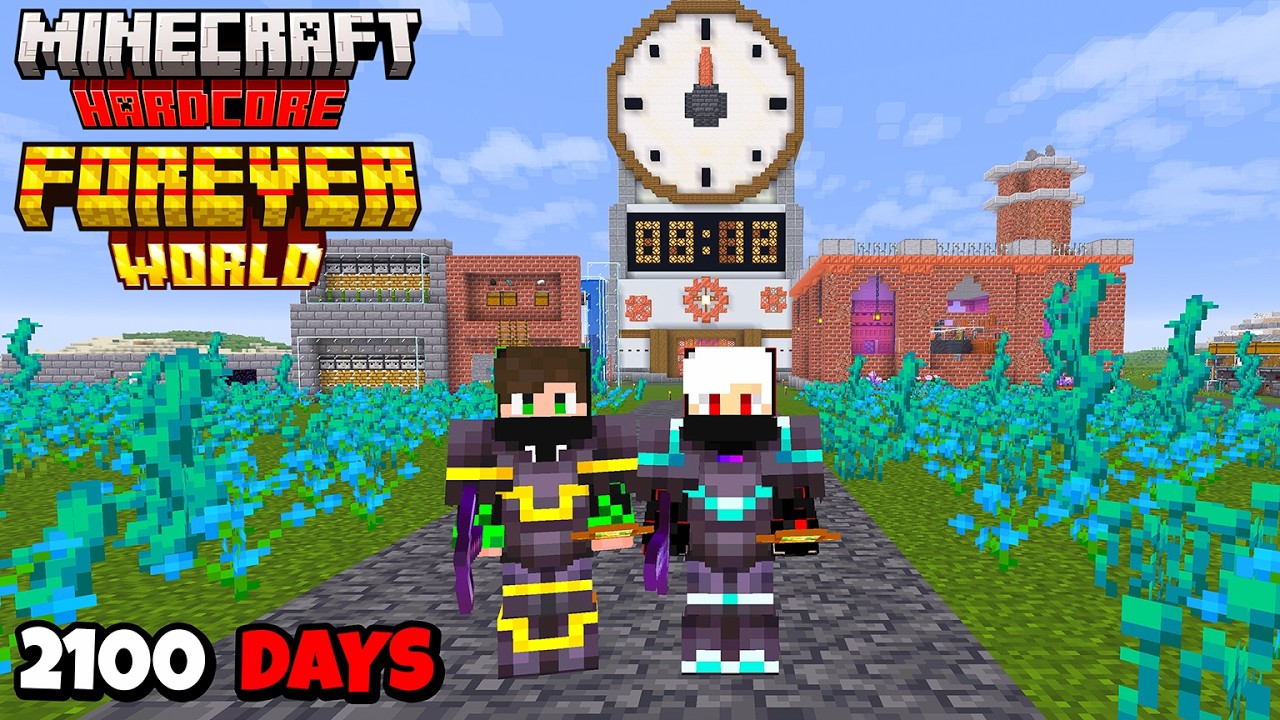 We Survived 2100 Days In Forever World In Minecraft Hardcore !