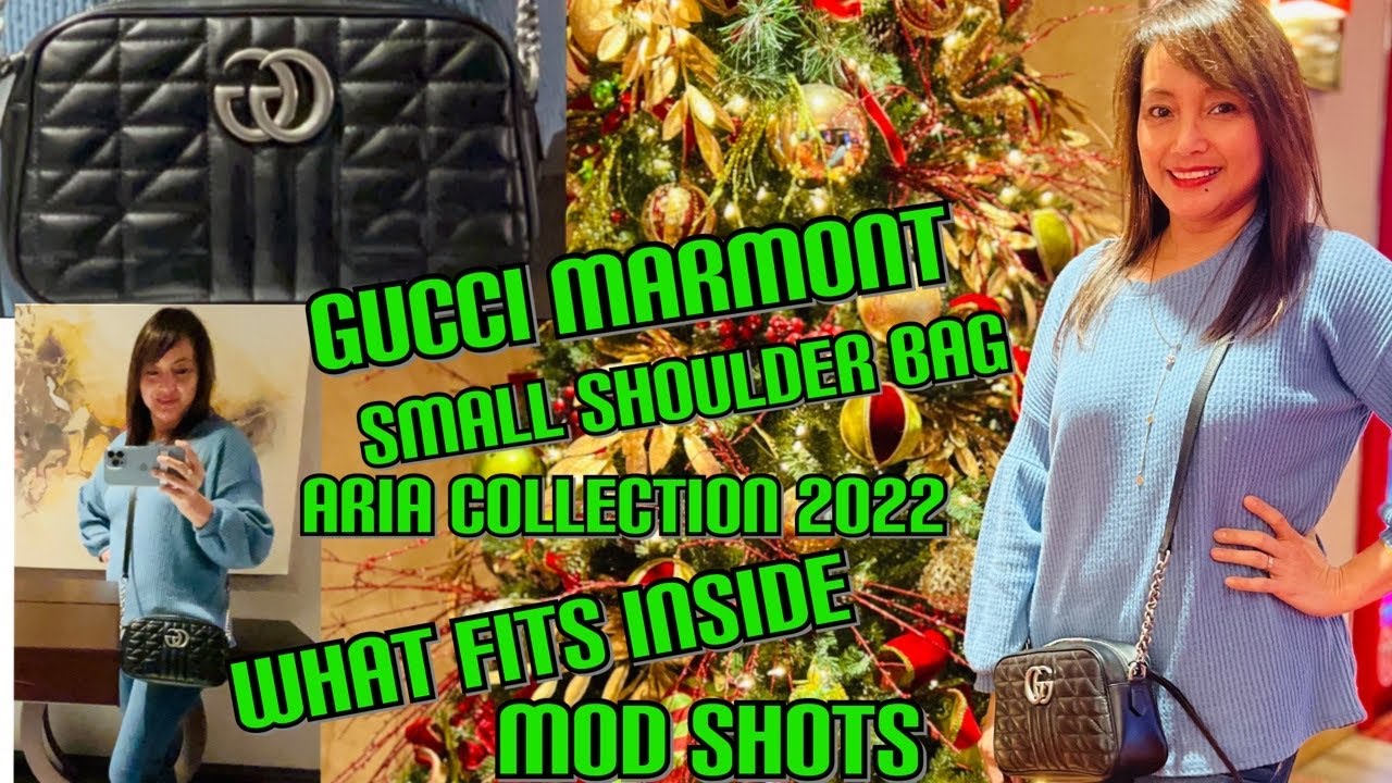WHAT FITS INSIDE GUCCI MARMONT SMALL SHOULDER BAG ARIA COLLECTION #gucci  #guccimarmont  #whatfits