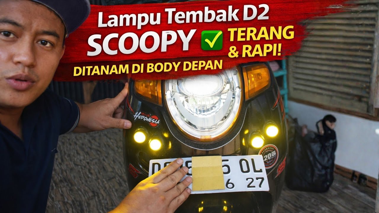 Lampu Tembak D2 Scoopy 🔥 Ditanam di Body Depan | Terang & Rapi!