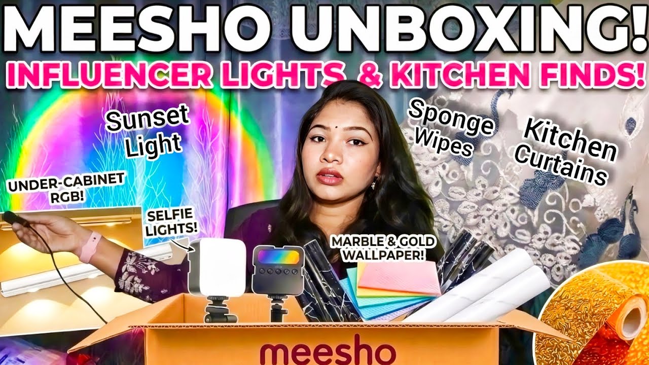 Meesho 🛍️ లో అతి తక్కువ ధరల కె నేను కొన్న Influencer లైట్స్ మరియు Kitchen ఐటమ్స్ #meesho #shopping 