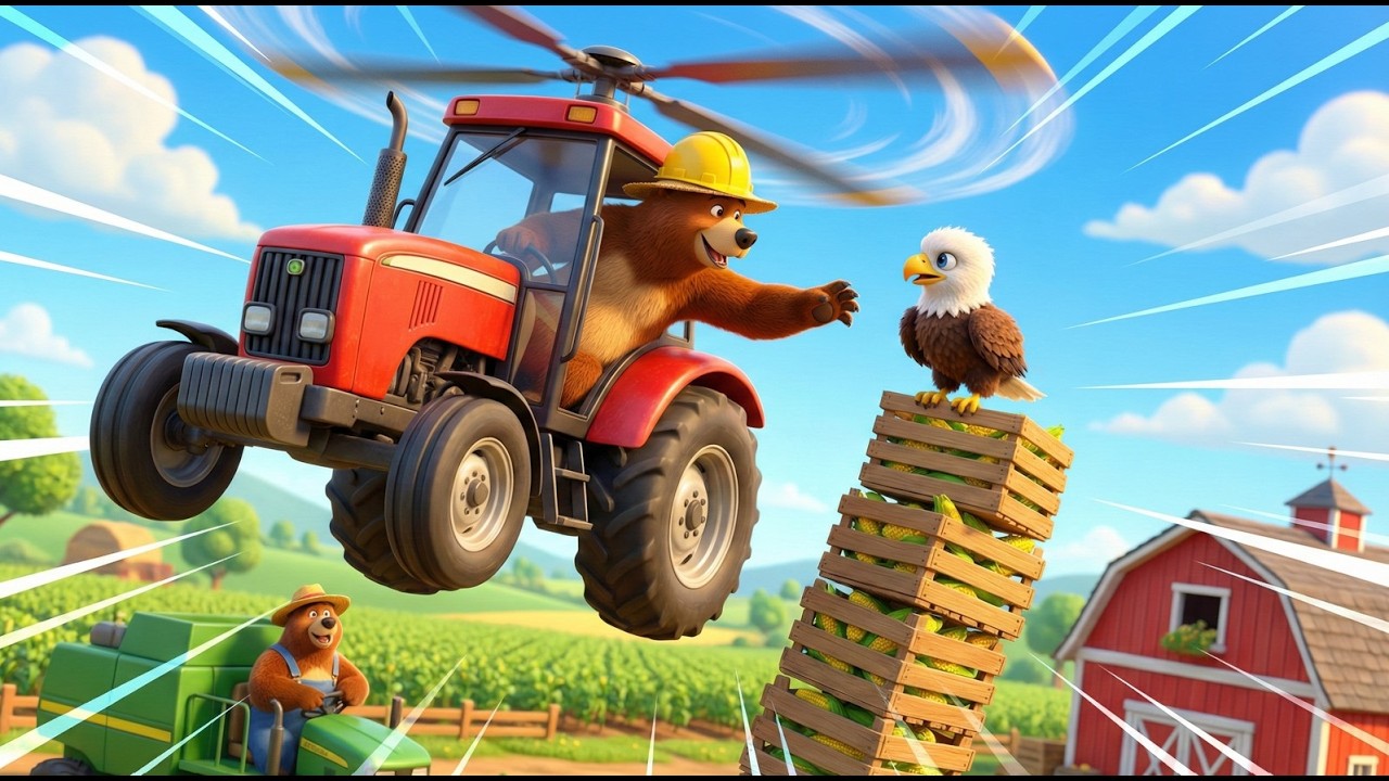 Super Flying Tractor Rescue! 🚁 Bear Farmer Saves the Harvest & Baby Eagle