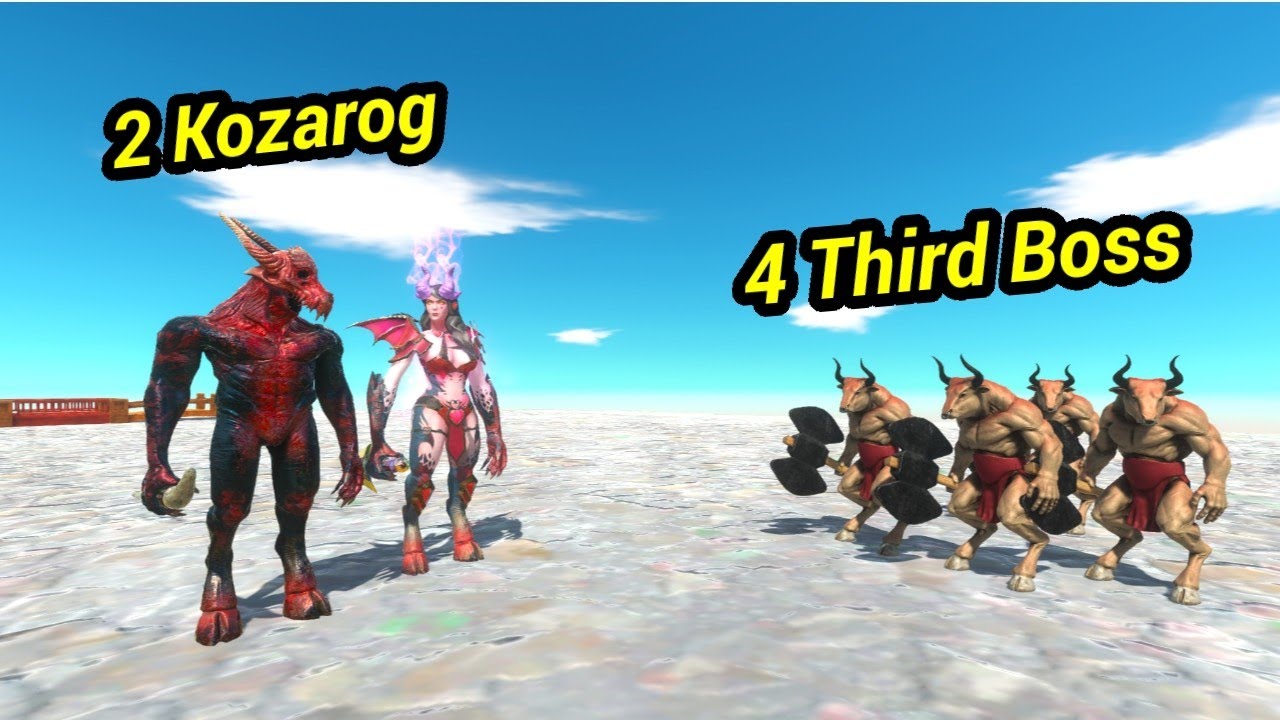 2 Kozarog the demon vs 4 Third bosses animal revolt battle simulator