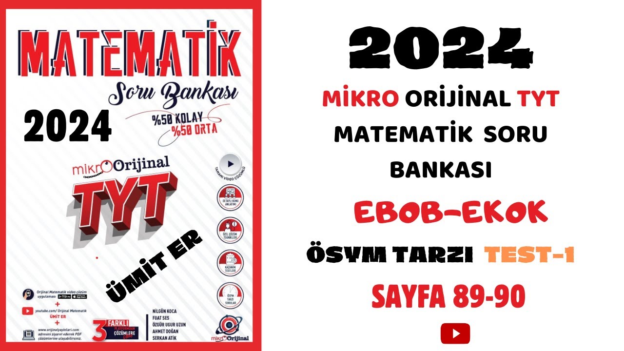MİKRO TYT SORU BANKASI  | EBOB-EKOK PROBLEMLERİ | Syf 89-90|@umiter55  #yks2024 #kamp