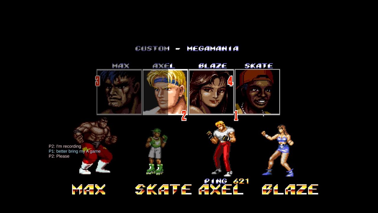 Streets of rage 2 new era 4 player 1 life 1CC Megamania High Health Enemies!