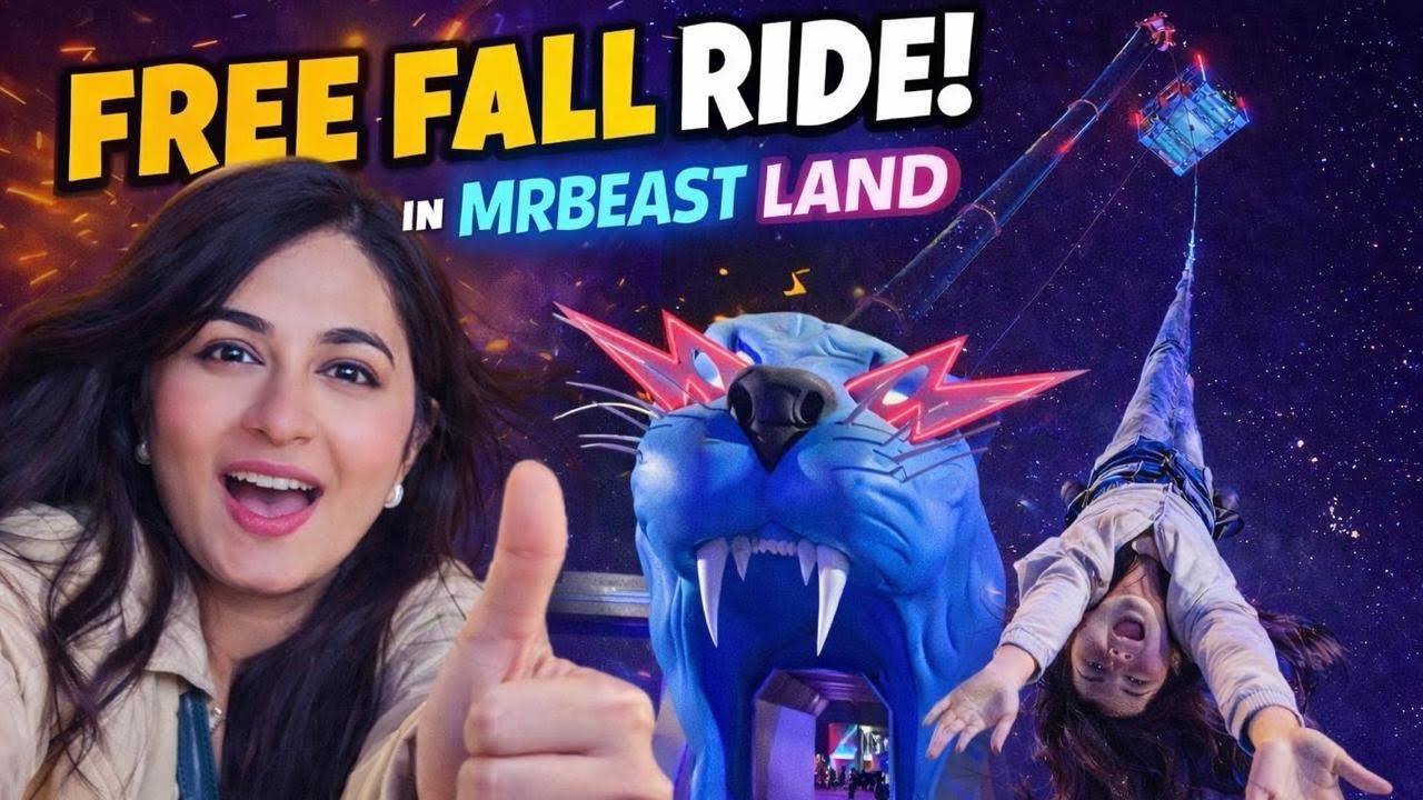 The CRAZIEST Drop Ride at MrBeast Land! | Full Experience Vlog