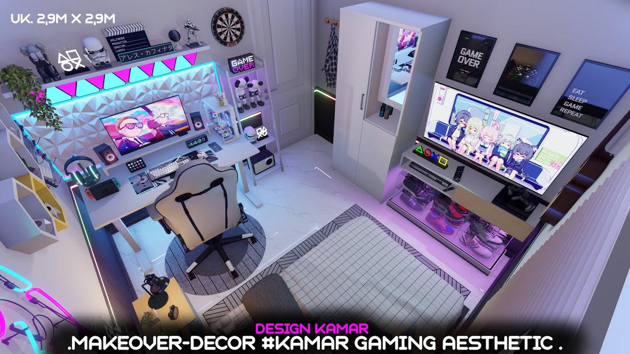 MAKEOVER-DEKOR KAMAR 3x3 METER JADI GAMINGROOM AESTHETIC