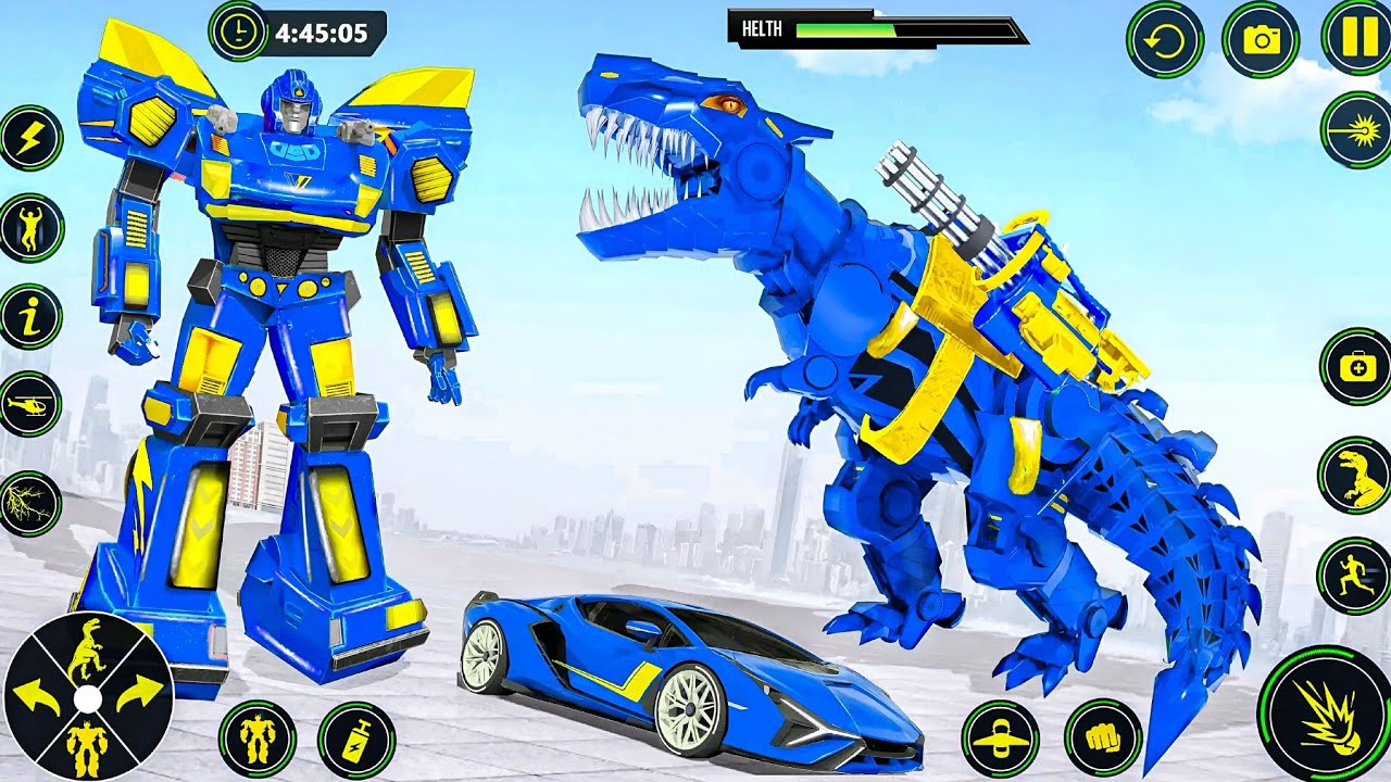 Dino Robot Jet Bike Car Transformation Robot Game Super Dinosaur Robo in City - Android Gameplay
