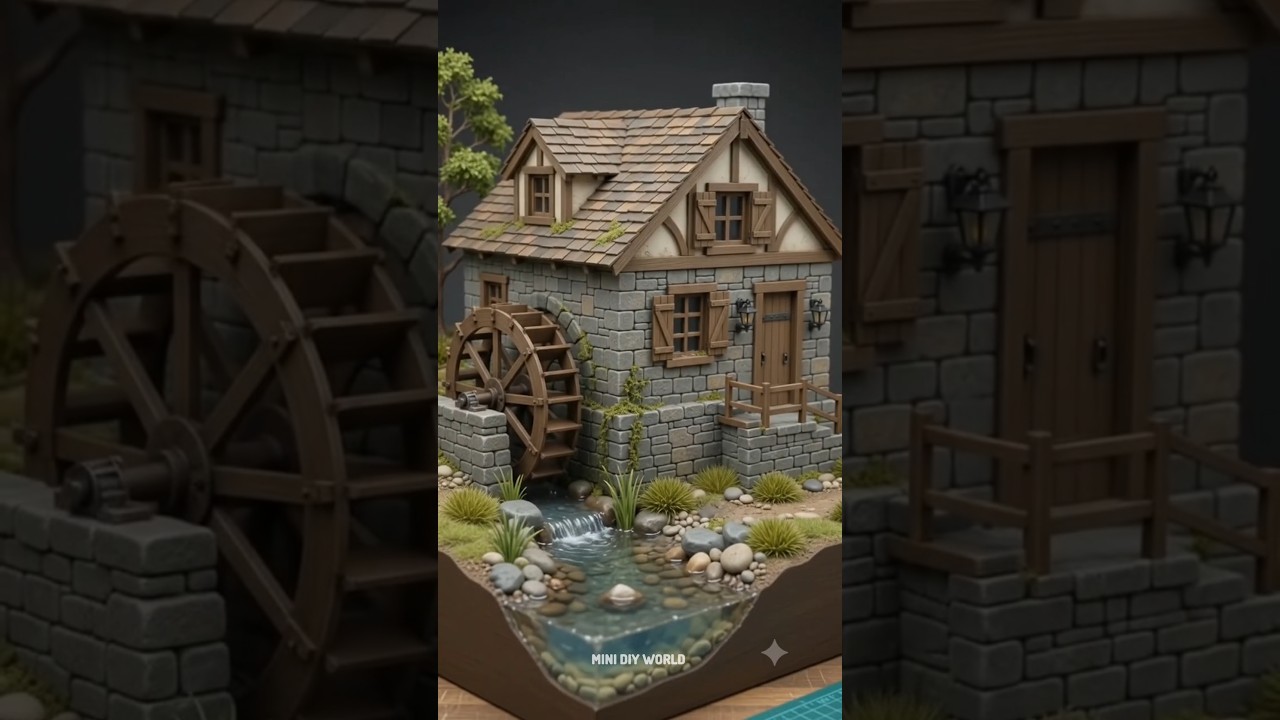 Building a Miniature Water Mill House 🏡💧 #shorts #diy #youtubeshorts #viral ##Miniature