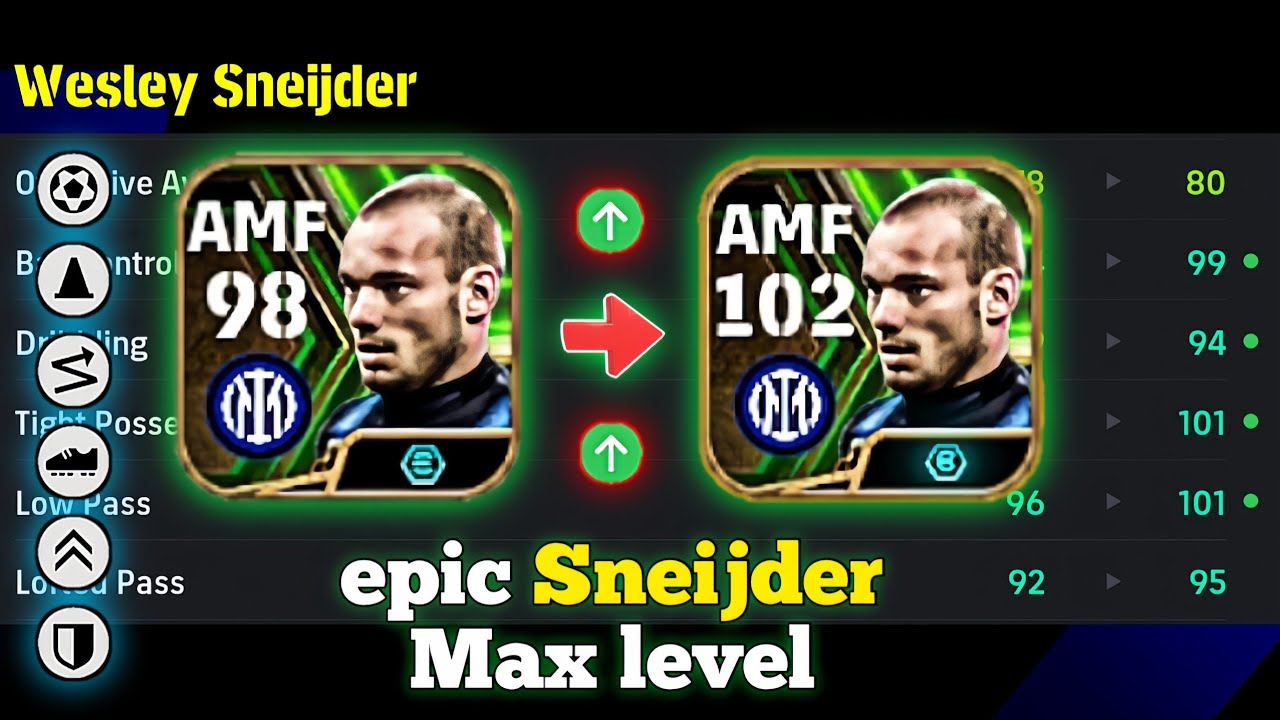 how to train 102 Rated epic Sneijder in efootball 2025 mobile.