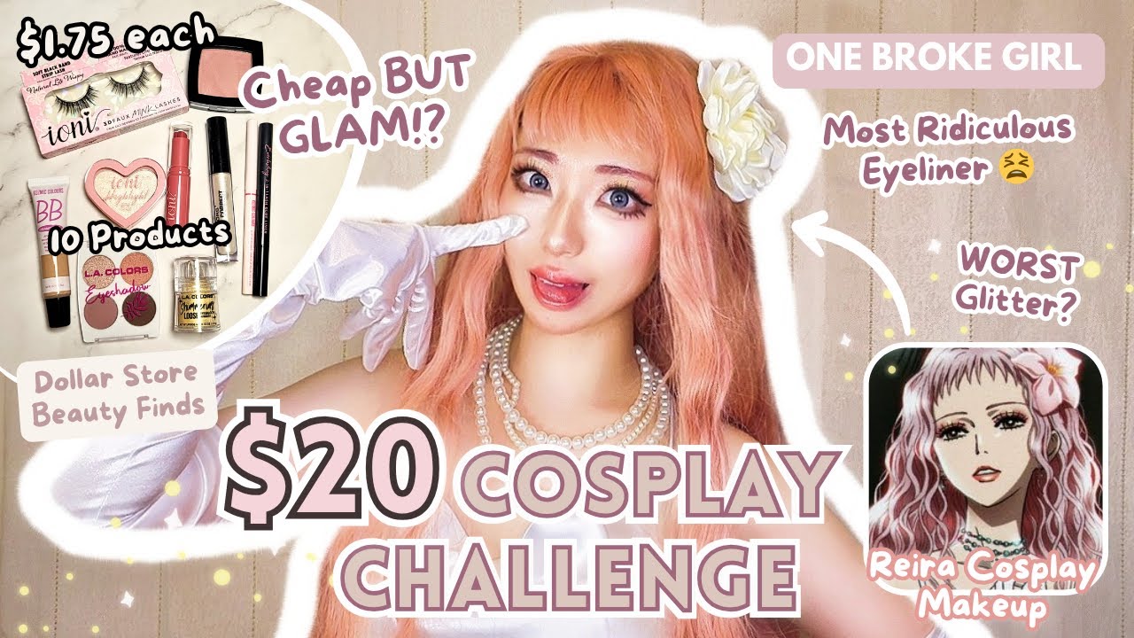 $20 Cosplay Makeup Challenge💄One Broke Girl Becomes Reira🌹Dollar Store Makeover✨Birthday Special🎂